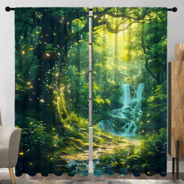 2PCS Plant Landscape Series Curtains Factory OEM 3D Digital Printing Cross border Amazon Curtains Hot Selling Pattern