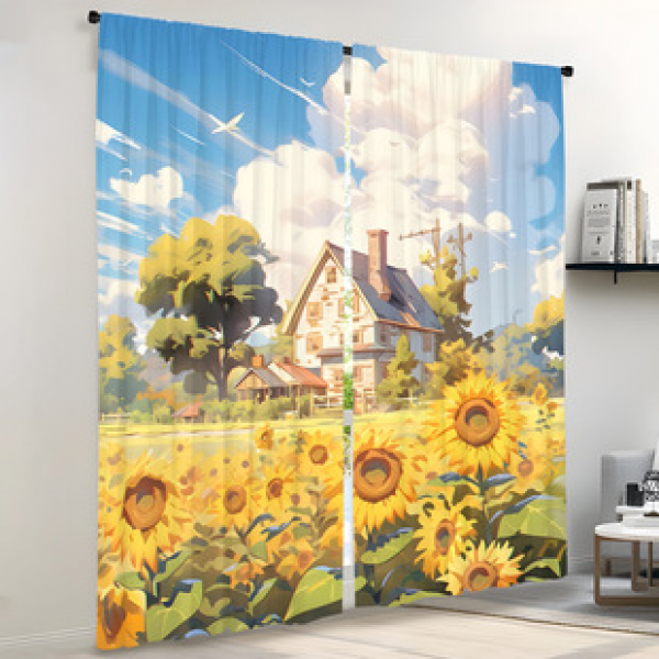 2PCS Flower Character Curtain Factory OEM 3D Digital Printing Cross border Amazon Curtain Hot Selling Pattern