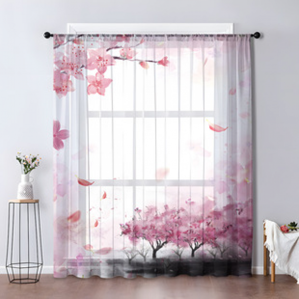 1pc new colorful floral window screen 3D digital printing bedroom living room decoration manufacturer direct sales through pole window screen