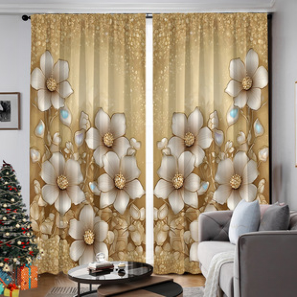 2PCS Flower Character Curtain Factory OEM 3D Digital Printing Cross border Amazon Curtain Hot Selling Pattern
