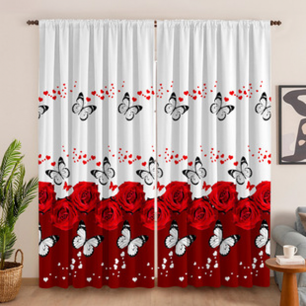 2PCS Cartoon Scene Curtain Factory Delivers 3D Digital Printing Cross border Amazon Curtain Hot Selling Pattern
