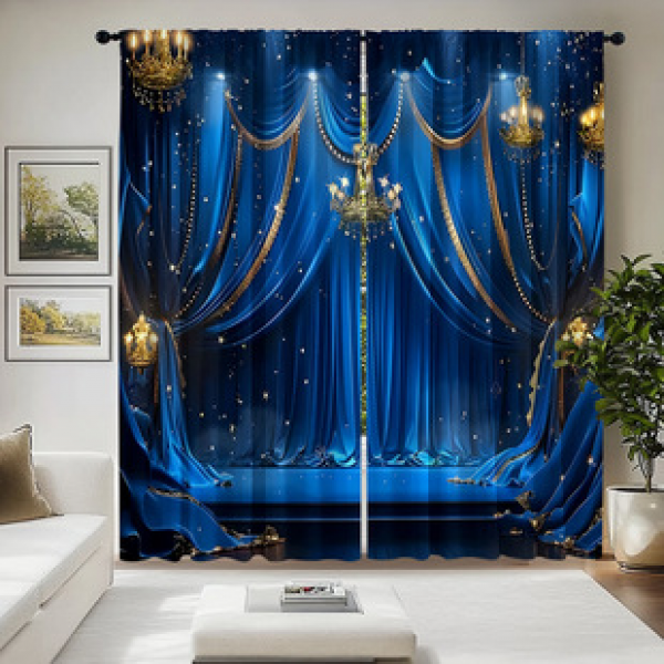 2PCS Palace Style Curtain Factory OEM 3D Digital Printing Cross border Amazon Curtain Hot Selling Pattern