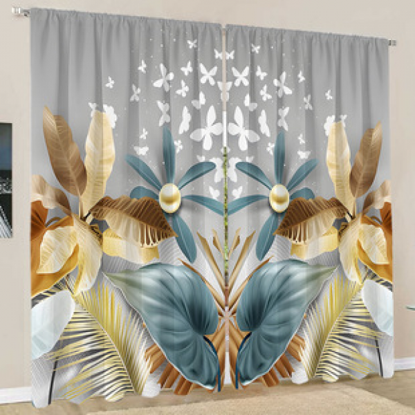 2PCS Flower Character Curtain Factory OEM 3D Digital Printing Cross border Amazon Curtain Hot Selling Pattern