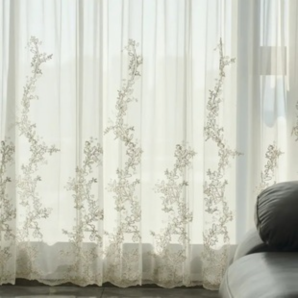 1PC modern simple multi-color cut-out flower with hollowed out bottom edge embroidered gauze curtain bedroom living room entertainment lounge decoration wear