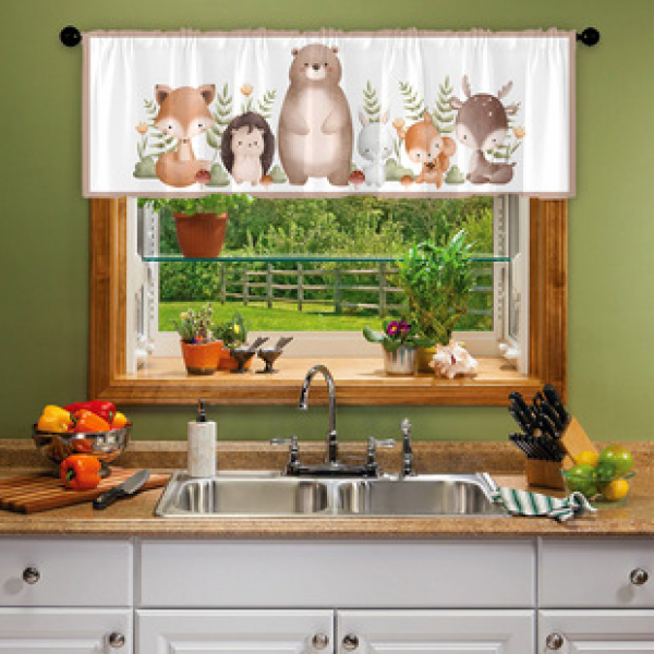 1pcs Kitchen Short Curtain Cartoon Pattern Cross border Hot Selling Factory Direct Supply 3D Digital Printing Waterproof and Oil proof