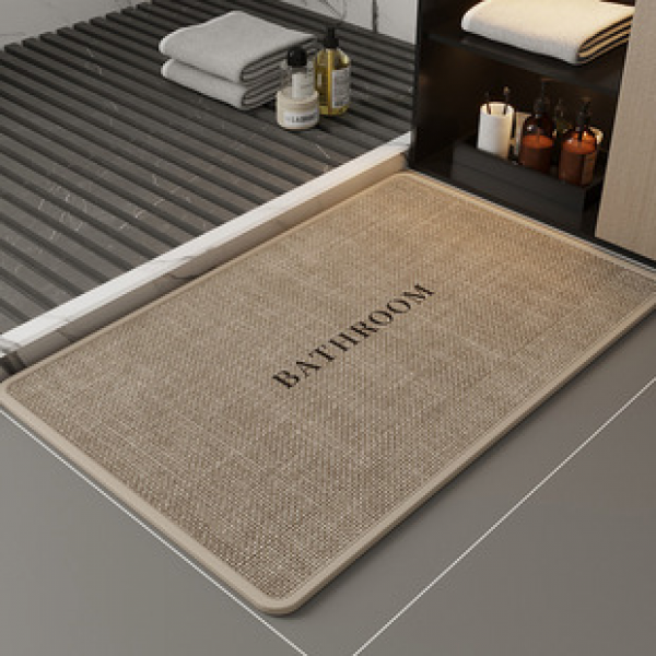 Bathroom weaving quick drying anti slip absorbent pad, bathroom toilet absorbent foot pad, bathroom door mat, solid color carpet
