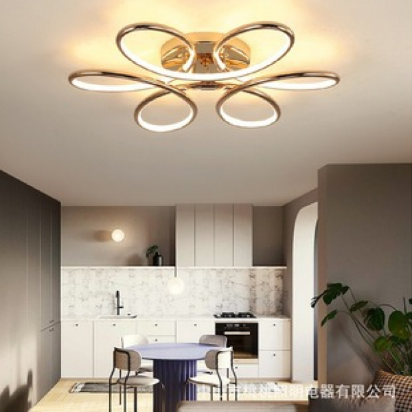 Cross border living room bedroom light, golden simple modern LED ceiling light, Nordic style flower shaped personalized creative lighting fixture