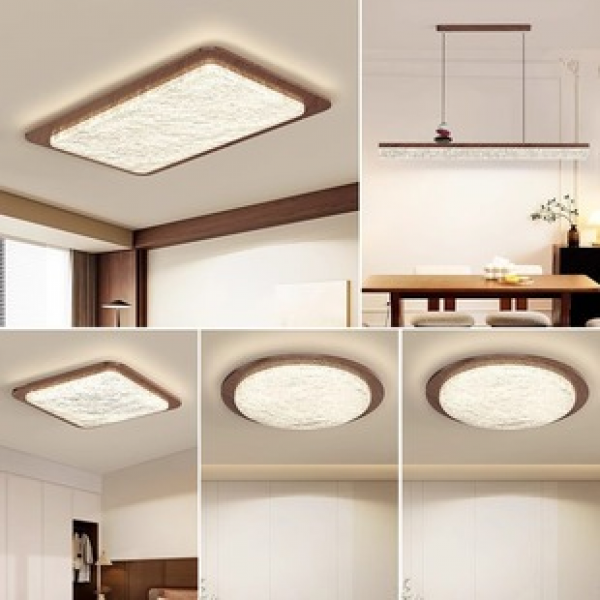 Middle ancient style living room light luxury high-end crystal cover ceiling light creative full spectrum eye protection whole house combination package