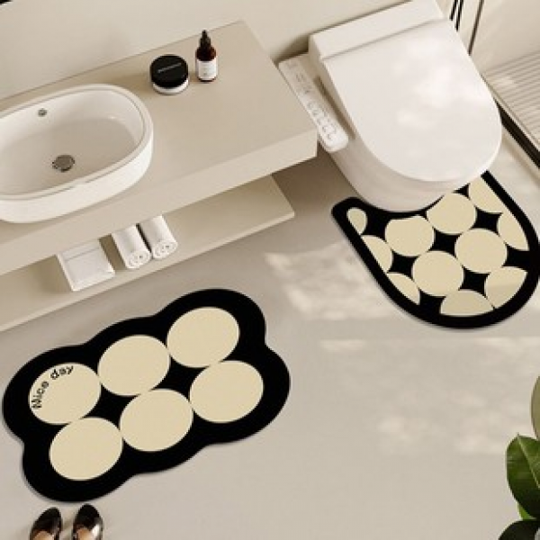 Bathroom absorbent diatomaceous earth floor mat, non slip toilet seat mat, household washbasin set mat