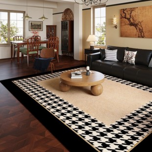 Light luxury retro living room carpet with high-end feel, large area foot pad, American bedroom square full coverage, dirt resistant sofa floor mat