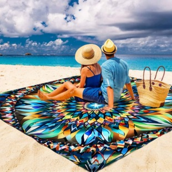 Cross border beach mat, quick drying, waterproof and moisture-proof mat, outdoor picnic mat, camping blanket