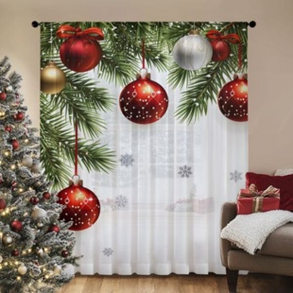 1pc new Christmas series window screen 3D digital printing manufacturer direct sales bedroom living room decoration pole through window screen