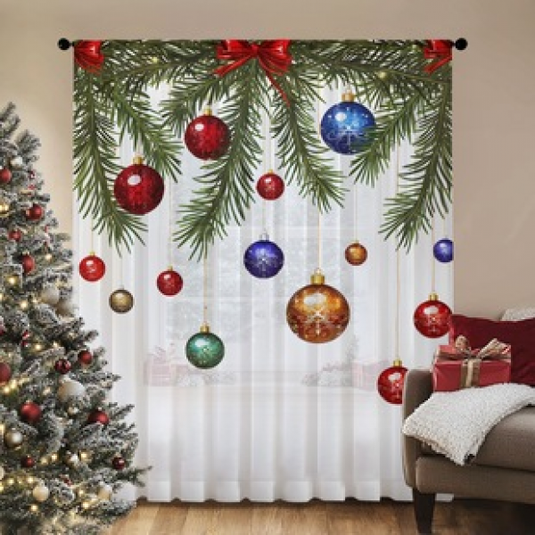 1pc new Christmas series window screen 3D digital printing manufacturer direct sales bedroom living room decoration pole through window screen