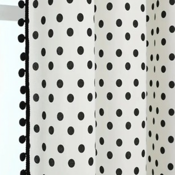 1PC New Small Green Dot Lace Curtains for Living Room, Bedroom, and Study Decorations, Personalized Rod Curtains