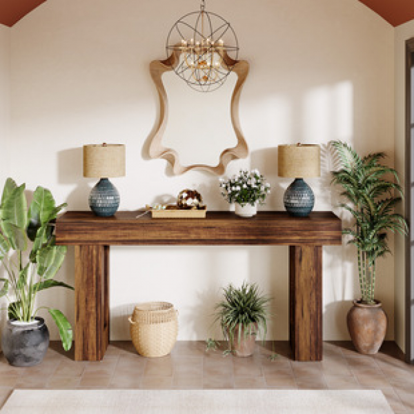 American retro solid wood foyer table, entrance hall bar table, simple modern light luxury hotel and homestay decoration table