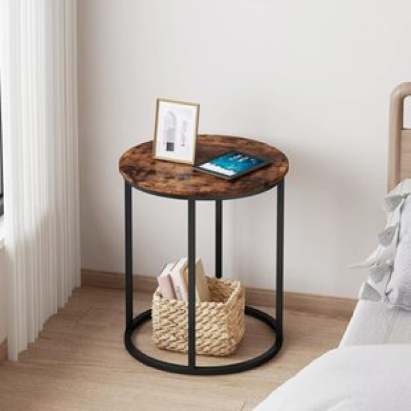 Small side table, bedside table, modern and simple small coffee table, living room, European style black storage rack, office floor rack, trendy
