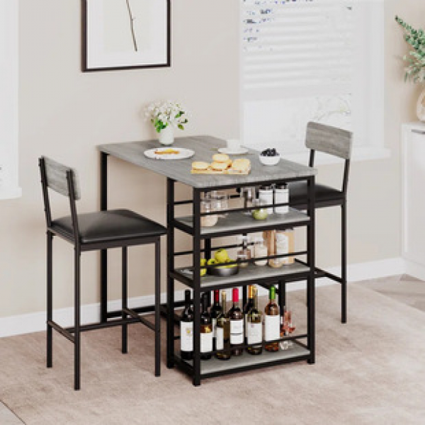 Manufacturer direct sales American style light luxury home dining table with iron wood structure and chair set, bar counter table and chair combination, cross-border trend