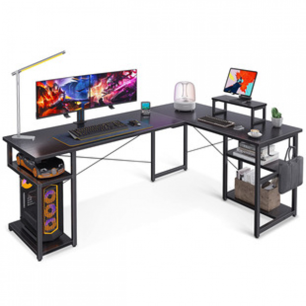 Computer desktop desk, corner desk, bookshelf combination, simple home bedroom, student study desk, writing desk