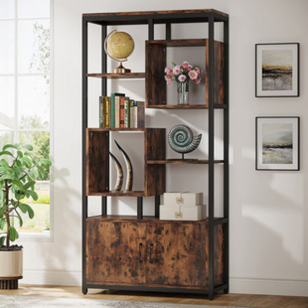 Cross border office furniture industrial style metal structure bookshelf with drawers, multi-layer shelf display, storage cabinet trend