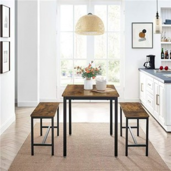 Cross border Amazon restaurant with two chairs and one table, metal frame, wooden table and chairs, rural style table and chair combination kitchen, complete set of tables and chairs