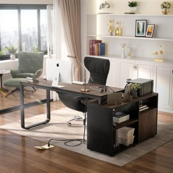 Cross border home L-shaped computer desk, modern and simple with drawers for storage, office desk, Amazon study desk, popular item