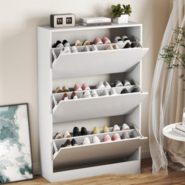Ultra thin shoe cabinet for home use, small narrow storage cabinet at the entrance, integrated against the wall, 2025 new flip bucket style corridor shoe rack