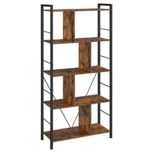 Cross border retro creative bookshelf steel wood storage rack multifunctional shelf flower rack bookshelf floor standing manufacturer direct sales trend