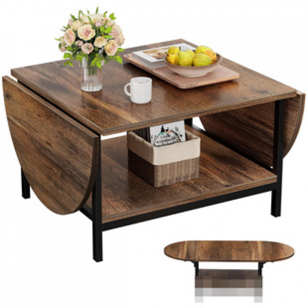 Mobile coffee table, foldable table, small-sized living room, household sofa, balcony, dining table, dual-use solid wood cart, side table