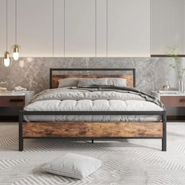 Cross border exclusive iron metal bed, industrial bed with USB power supply, double-layer storage surface, single person steel wood bed with storage
