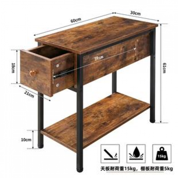 Retro style sofa side table, bedroom side table, living room storage table, square with drawers side table, living room bedroom side table