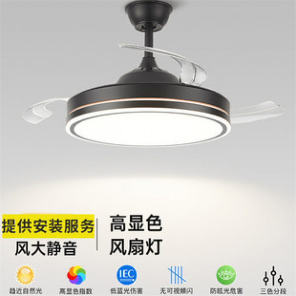 Variable frequency fan light, invisible fan pendant light, simple living room, dining room, bedroom with lights, ceiling fan light, fan electric fan light