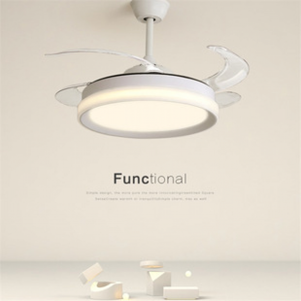 Modern minimalist intelligent variable frequency Tmall Genie bedroom electric fan light, dining room living room six level invisible fan light