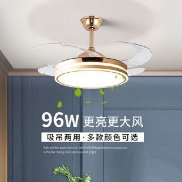 Cross border living room dining room fan light export new style light simple bedroom full spectrum electric fan pendant light
