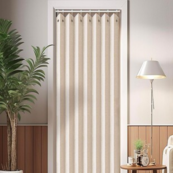 1PC new beige folding curtains, living room and bedroom decorations, window screens, curtains that are transparent but not transparent, personalized decorations