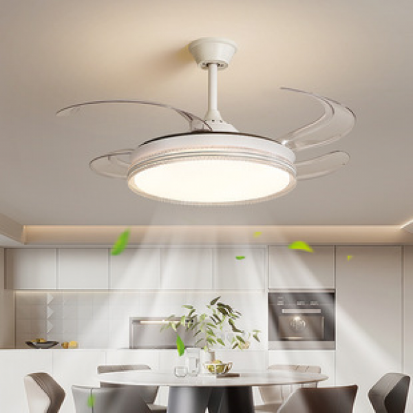 Modern restaurant fan light ceiling fan light 2025 new model bedroom home integrated invisible silent living room fan pendant light