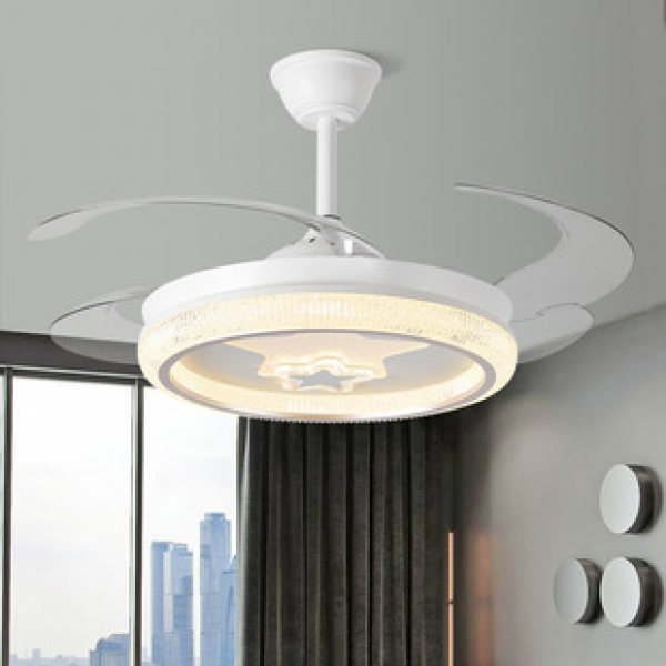 Zhongshan Factory Direct Sales Restaurant Intelligent Modern Lighting Integrated Fan Light Silent Light Bedroom Ceiling Fan Light LED Light