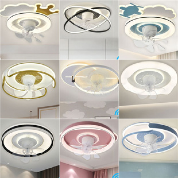 360 shaking head ceiling fan light for bedroom, dining room, living room, ultra-thin intelligent silent high wind ceiling fan light