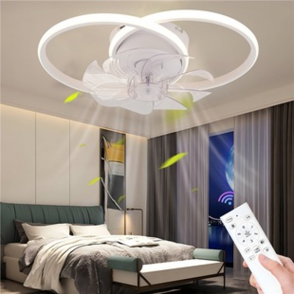 New Full Spectrum Double Round Fan Lamp Eye Protection Modern Simple LED Pendant Integrated Restaurant Bedroom Whole House Package