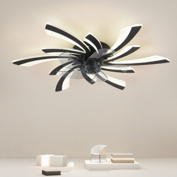 Cross border fan lamp, Nordic ceiling mounted bedroom lamp, restaurant invisible ceiling fan lamp, variable frequency intelligent lamp fan, American Japanese standard 110V