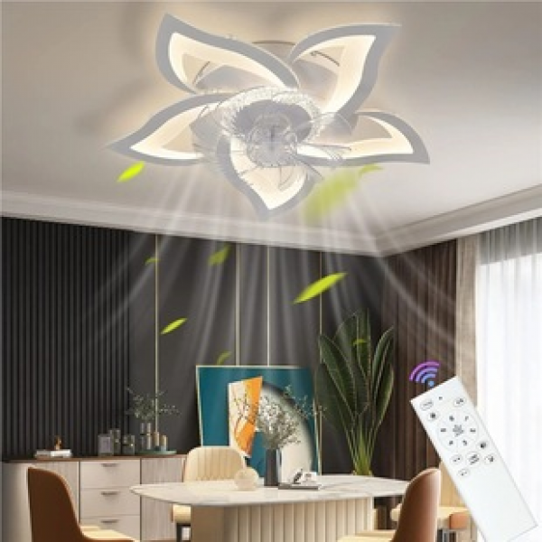 Foreign trade cross-border Amazon ceiling mounted LED fan light intelligent remote control 85-265V American minimalist bedroom fan light