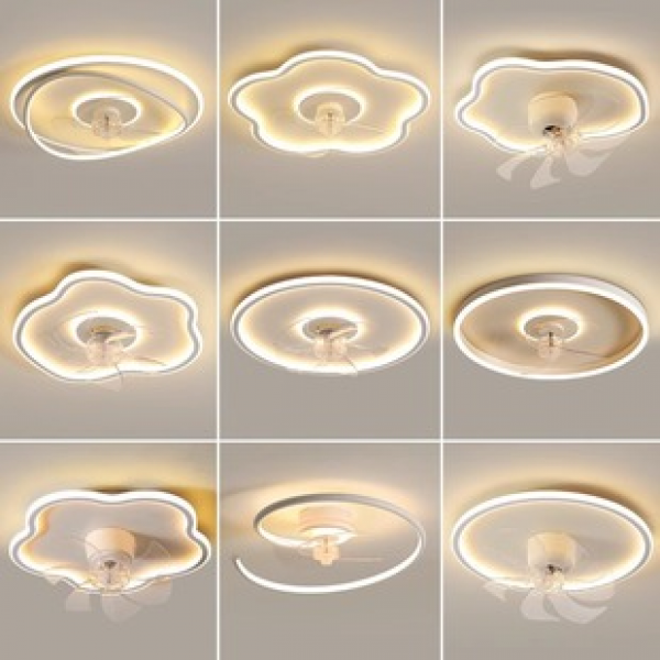 Shaking head fan light, bedroom ceiling mounted new ultra-thin cloud light, children's room light, 360 degree eye protection intelligent ceiling fan light