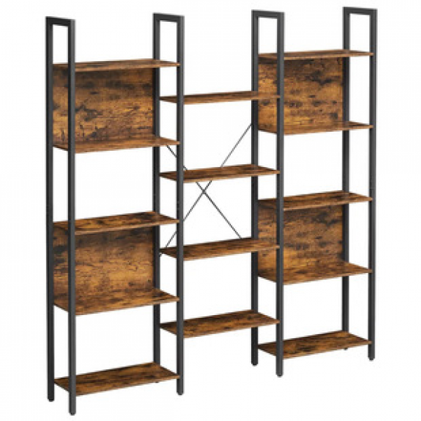 Cross border American style floor standing bookshelf storage rack, living room bedroom wrought iron bookshelf, simple storage rack, multi-layer storage rack