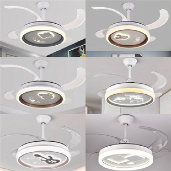 Bedroom Children's Room Fan Light Cute Girl with Fan Pendant Lamp Boy Fan Eye Protection Light Silent Ceiling Fan Light