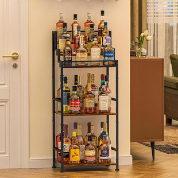 Whiskey Multi layer Home Bar Wine Rack Iron wood Combination Ladder style Wine Rack Trapezoidal Red Wine Wine Storage Rack
