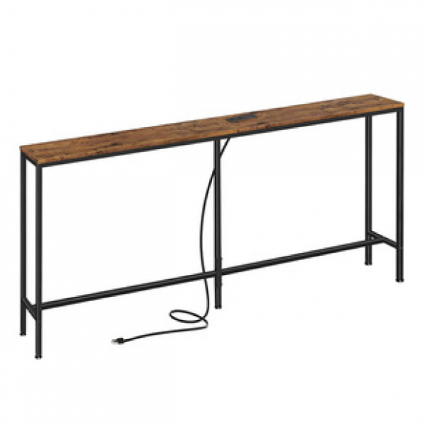 Nordic minimalist entrance, wrought iron solid wood sofa, rear shelf, hallway, long strip, light luxury back, few crevices, narrow edge table strip