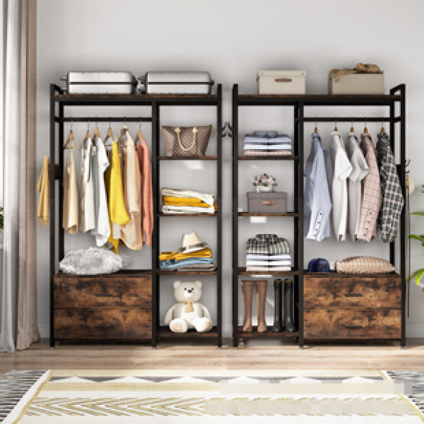 Home entry-level coat and hat rack integrated storage rack, simple and economical hanging clothes rack, wardrobe, bedroom storage and organizing cabinet