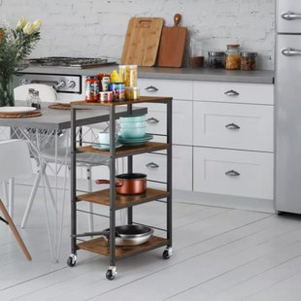 Cross border multi-layer kitchen storage rack, indoor shelf, adjustable wheels, multifunctional, movable floor standing storage rack for miscellaneous items