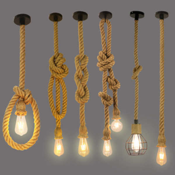 American retro industrial themed restaurant, pendant light, coffee shop, casual bar, clothing store, hemp rope decorative lighting fixtures