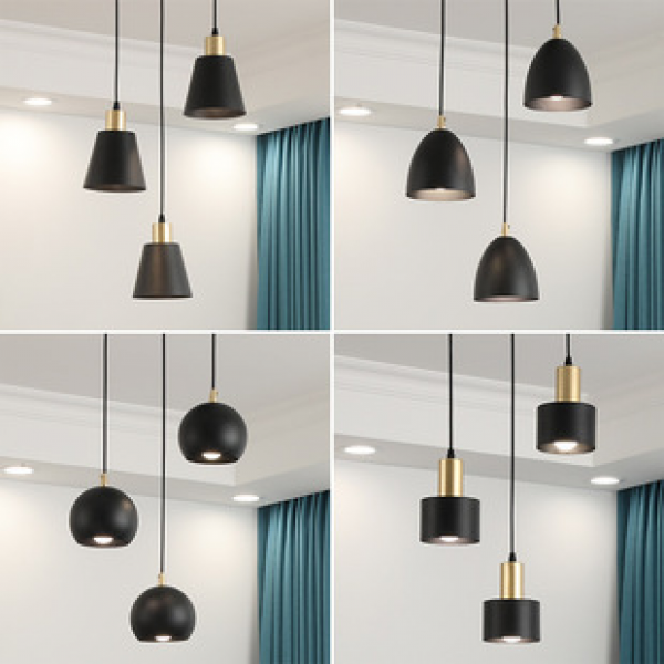 Nordic restaurant chandelier with three modern minimalist bar tables, dining room lighting, internet famous light luxury bedroom bedside lamps