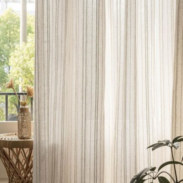 1PC new wood grain screen window curtain, living room bedroom decoration curtain, personalized decoration through pole window screen curtain